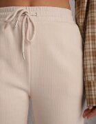 defox Pantaloni Bej de Trening din Bumbac cu Căptușeală Călduroasă Decorați cu Șnur Citila