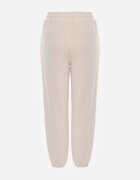 defox Pantaloni Bej de Trening din Bumbac cu Căptușeală Călduroasă Decorați cu Șnur Citila