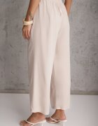 defox Pantaloni bej deschis din Bumbac tip Palazzo cu Elastic în Talie Fieana