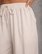 defox Pantaloni bej deschis din Bumbac tip Palazzo cu Elastic în Talie Fieana