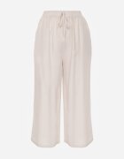 defox Pantaloni bej deschis din Bumbac tip Palazzo cu Elastic în Talie Fieana