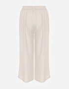 defox Pantaloni bej deschis din Bumbac tip Palazzo cu Elastic în Talie Fieana