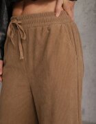 defox Pantaloni Bej închis cu croială largă talie înaltă cu cordon în talie Ettianne