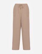 defox Pantaloni Bej închis Largi din Vâscoză cu Elastic în Talie Lealirre