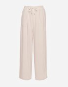 defox Pantaloni Bej Largi din Vâscoză cu Elastic în Talie Lealirre