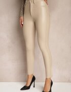 defox Pantaloni Bej Skinny din Piele Ecologică Zorlemi