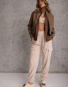 defox Pantaloni Bej Tip Cargo High Waist Worseli