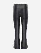 defox Pantaloni Bleumarin clopot din imitație de piele și cu elastic în talie Dawi