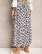 defox Pantaloni Bleumarin și Alb cu talie înaltă din bumbac cu picioare evazate și elastic Nereialla