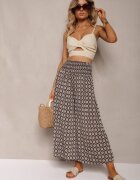 defox Pantaloni culotte largi verde închis cu elastic în talie Zaphelia