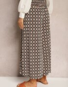 defox Pantaloni culotte largi verde închis cu elastic în talie Zaphelia