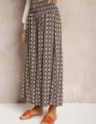 defox Pantaloni culotte largi verde închis cu elastic în talie Zaphelia