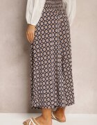 defox Pantaloni Culottes Bleumarin-Bej Largi cu elastic în talie Zaphelia