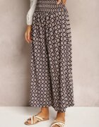 defox Pantaloni Culottes Bleumarin-Bej Largi cu elastic în talie Zaphelia