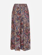 defox Pantaloni Culottes Bleumarin din Țesătură de Bumbac Decorate cu Model Paisley Gwinamas