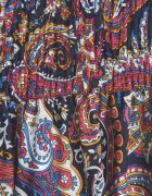 defox Pantaloni Culottes Bleumarin din Țesătură de Bumbac Decorate cu Model Paisley Gwinamas