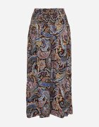 defox Pantaloni Culottes Negru-Bleumarin din Bumbac cu Model Paisley Gwinamas