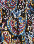 defox Pantaloni Culottes Negru-Bleumarin din Bumbac cu Model Paisley Gwinamas