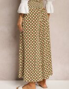 defox Pantaloni Culottes Verde deschis cu picioare largi și elastic în talie Demia