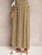 defox Pantaloni Culottes Verde deschis cu picioare largi și elastic în talie Demia