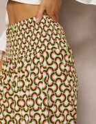 defox Pantaloni Culottes Verde deschis cu picioare largi și elastic în talie Demia