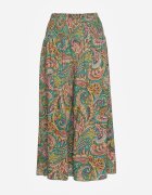defox Pantaloni Culottes Verzi din Țesătură de Bumbac Decorați cu Model Paisley Gwinamas