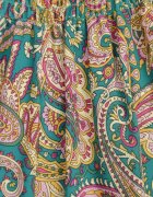 defox Pantaloni Culottes Verzi din Țesătură de Bumbac Decorați cu Model Paisley Gwinamas