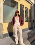 defox Pantaloni de trening bej evazați cu elastic în talie Efranaria