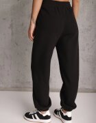 defox Pantaloni de Trening Negri din Bumbac Căptușiți Decorați cu Șnur Citila