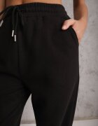 defox Pantaloni de Trening Negri din Bumbac Căptușiți Decorați cu Șnur Citila