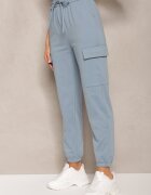 defox Pantaloni din bumbac albaștri cu talie elastică în stil sport Cargo Lofriena