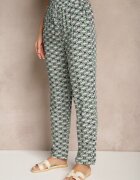 defox Pantaloni din bumbac verzi cu buzunare cu imprimeu geometric Lisariella