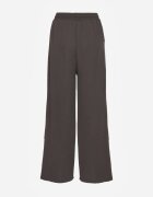 defox Pantaloni Gri Largi din Viscoză cu Elastic în Talie Lealirre