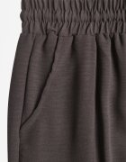 defox Pantaloni Gri Largi din Viscoză cu Elastic în Talie Lealirre