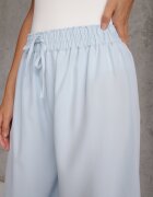 defox Pantaloni High Waist Albastru deschis cu croială largă din Viscoză cu elastic în talie Crisantas