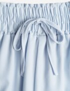 defox Pantaloni High Waist Albastru deschis cu croială largă din Viscoză cu elastic în talie Crisantas