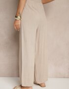 defox Pantaloni Largi Bej închis cu bumbac cu elastic cu buzunare Efridessa