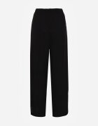 defox Pantaloni Largi Negri cu Vâscoză cu Elastic în Talie Lealirre