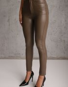 defox Pantaloni Maro croi skinny din piele ecologică Zorlemi