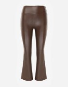 defox Pantaloni Maro cu croi clopot din piele ecologică și cu elastic în talie Dawi