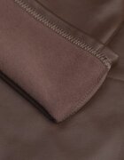 defox Pantaloni Maro cu croi clopot din piele ecologică și cu elastic în talie Dawi