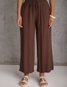 defox Pantaloni Maro din Bumbac Tip Palazzo cu Elastic în Talie Fieana