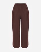 defox Pantaloni Maro din Bumbac Tip Palazzo cu Elastic în Talie Fieana