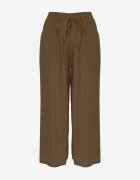 defox Pantaloni Maro din Bumbac Tip Palazzo cu Elastic în Talie Fieana