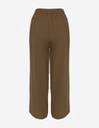 defox Pantaloni Maro din Bumbac Tip Palazzo cu Elastic în Talie Fieana