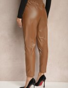 defox Pantaloni Marouri cu talie înaltă din piele ecologică cu elastic în talie Esaleira