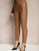 defox Pantaloni Marouri cu talie înaltă din piele ecologică cu elastic în talie Esaleira
