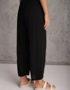 defox Pantaloni Negri din Bumbac Tip Palazzo cu Elastic în Talie Fieana