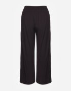 defox Pantaloni Negri din Bumbac Tip Palazzo cu Elastic în Talie Fieana