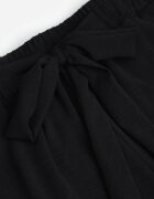 defox Pantaloni Negri din Viscoză cu Croială Largă cu Cordon Legat Zileindra